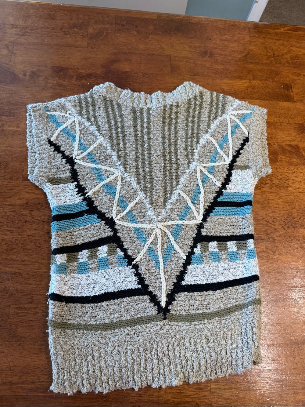 Vintage Courtney Rhodes Chunky Knit Sweater Vest Cap Sleeve Grandpa Core Boho Sm